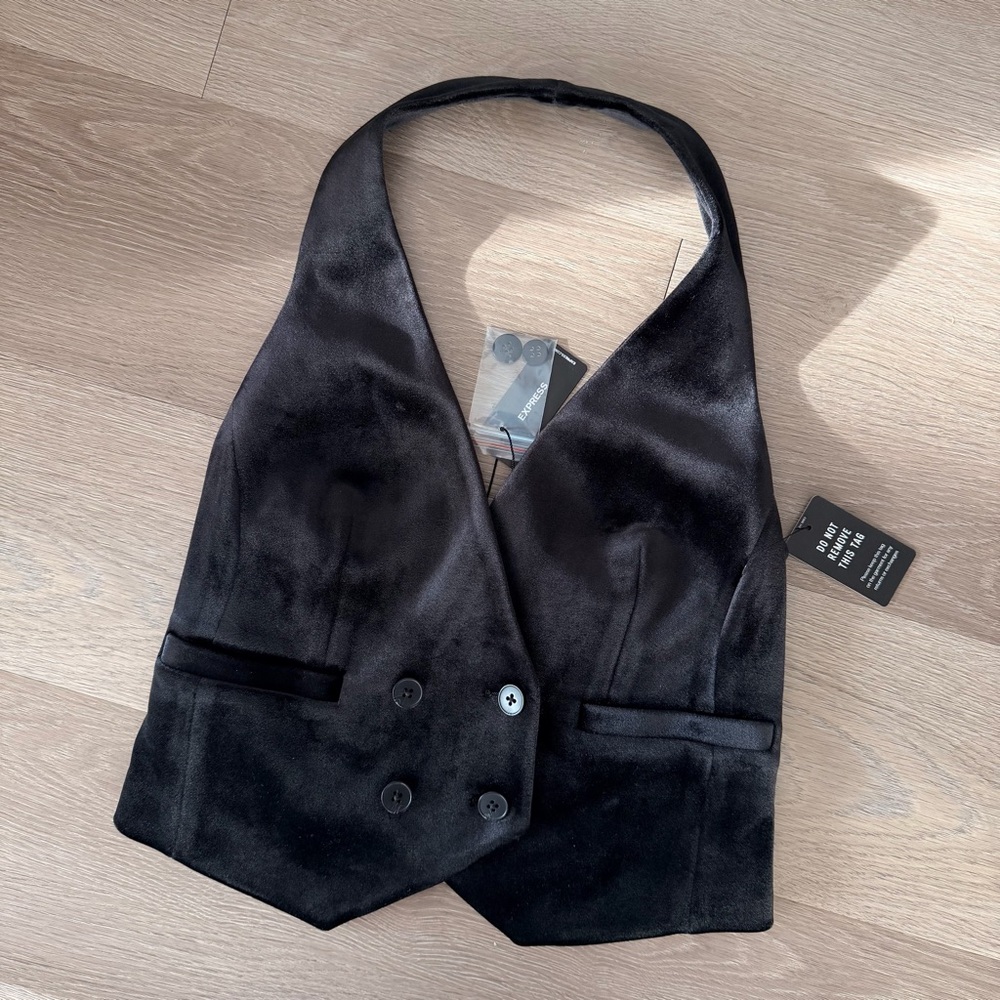 Express Velvet Black Halter Vest Top